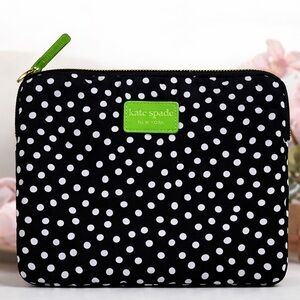 Kate Spade NY Polka Dot iPad Sleeve Black White Lime NWOT